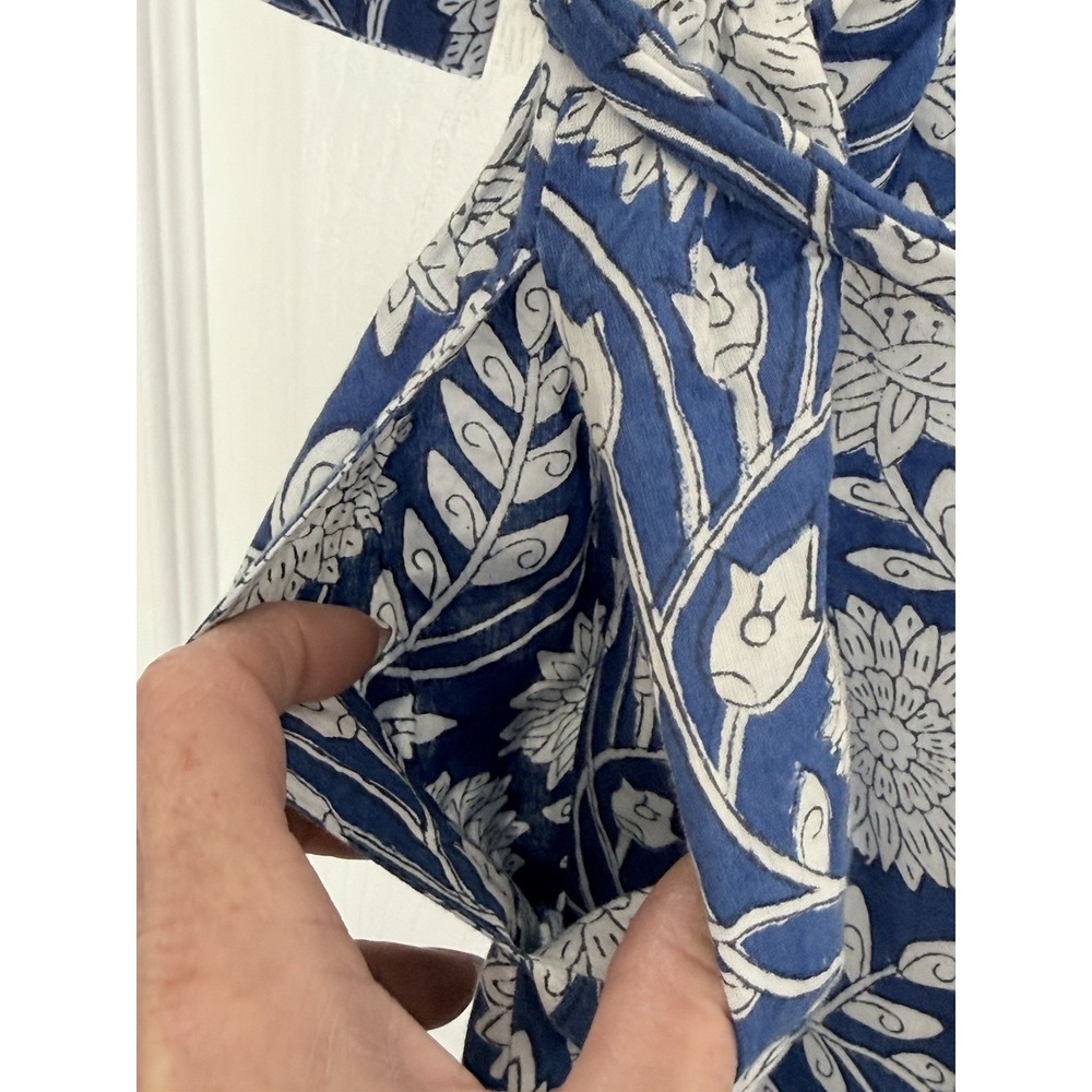 Beau & Ro The Every Day Dress Midi Floral Print Blue Size Small Pockets - Picture 8 of 13